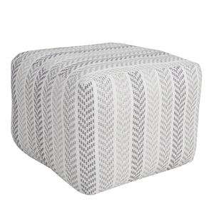 Homeroots 18" Cotton Ottoman Gray,White  517857