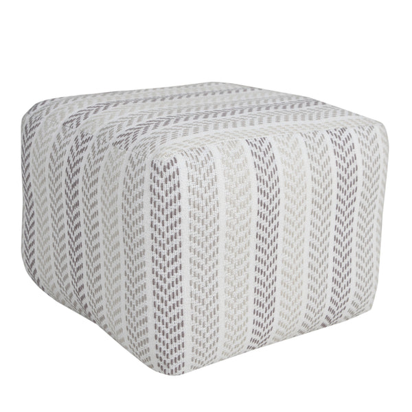 Homeroots 18" Cotton Ottoman Gray,White  517857