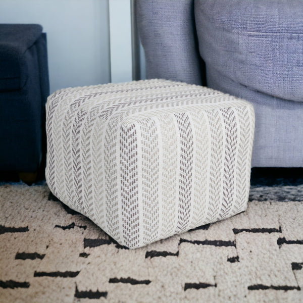 Homeroots 18" Cotton Ottoman Gray,White  517857