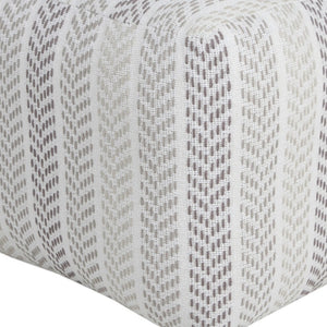 HomeRoots 18" Cotton Chevron Pouf Ottoman - Stylish Modern Accent for Living Room, Bedroom, or Nursery Use Gray/White 517857