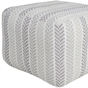 HomeRoots 18" Cotton Chevron Pouf Ottoman - Stylish Modern Accent for Living Room, Bedroom, or Nursery Use Gray/White 517857