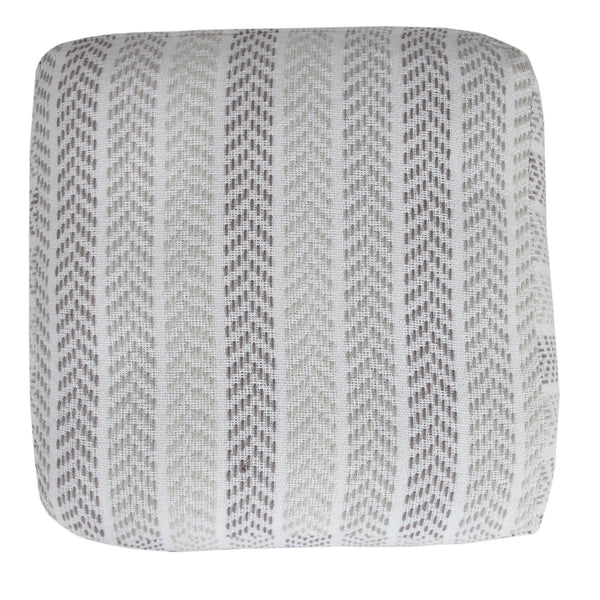 Homeroots 18" Cotton Ottoman Gray,White  517857