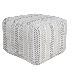Homeroots 18" Cotton Ottoman Gray,White  517857