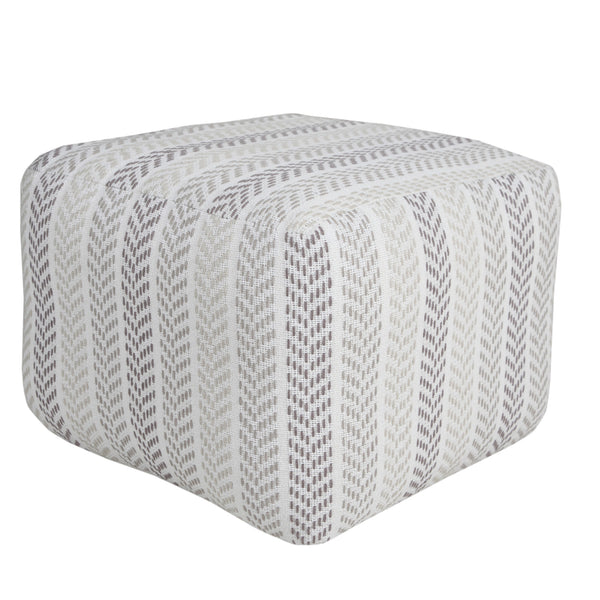 Homeroots 18" Cotton Ottoman Gray,White  517857