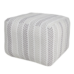 Homeroots 18" Cotton Ottoman Gray,White  517857