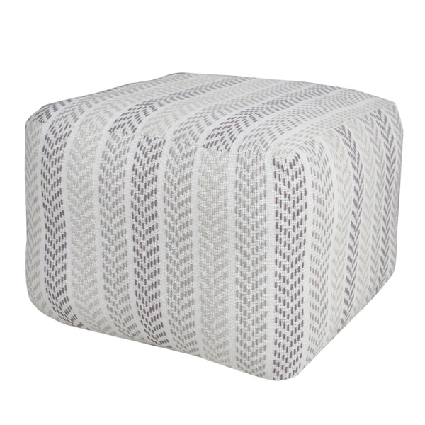 Homeroots 18" Cotton Ottoman Gray,White  517857