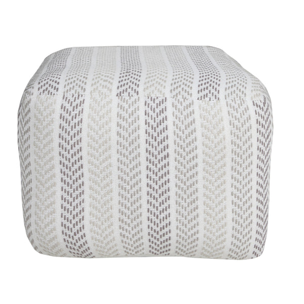 Homeroots 18" Cotton Ottoman Gray,White  517857