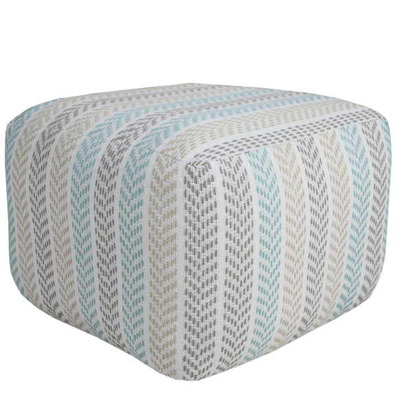 Homeroots 18" Blue 100% Cotton Ottoman Beige,Brown,Turquoise Cotton 517858