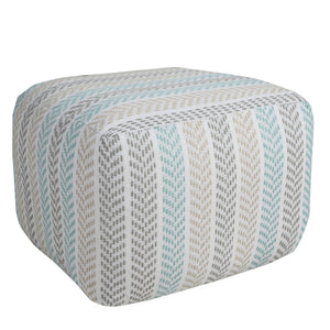 Homeroots 18" Blue 100% Cotton Ottoman Beige,Brown,Turquoise Cotton 517858