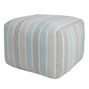 Homeroots 18" Blue 100% Cotton Ottoman Beige,Brown,Turquoise Cotton 517858