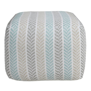 Homeroots 18" Blue 100% Cotton Ottoman Beige,Brown,Turquoise Cotton 517858