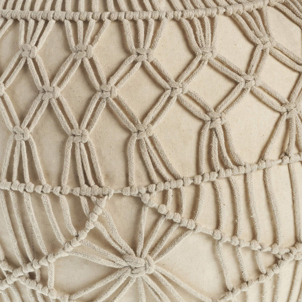 Homeroots 20" Cream 100% Cotton Ottoman  Cotton 517859