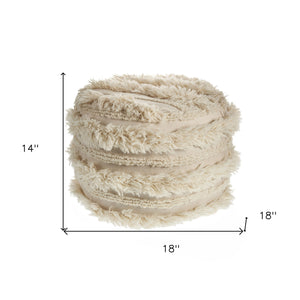 Homeroots 18" Ivory 100% Cotton Ottoman  Cotton 517863