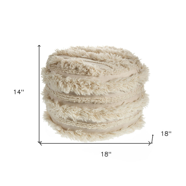 Homeroots 18" Ivory 100% Cotton Ottoman  Cotton 517863