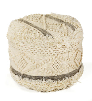 Homeroots 18" Cream Wool Ottoman  Wool 517864