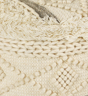 Homeroots 18" Cream Wool Ottoman  Wool 517864