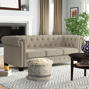 Homeroots 18" Cream Wool Ottoman  Wool 517864