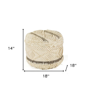 Homeroots 18" Cream Wool Ottoman  Wool 517864