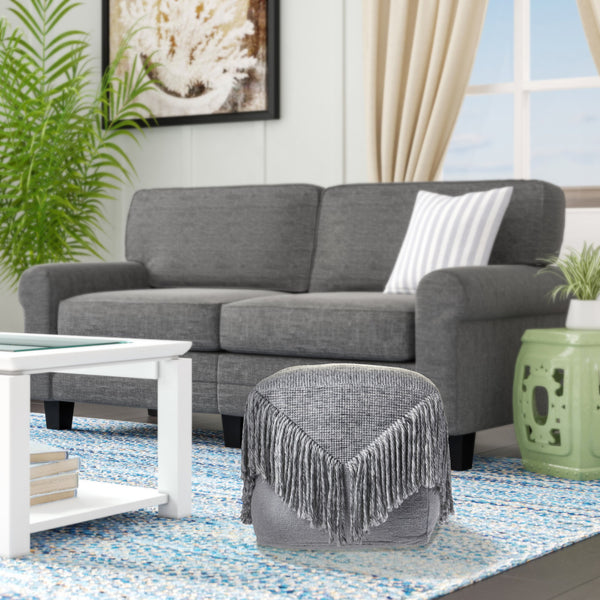 Homeroots 18" Gray Wool Ottoman  Wool 517865