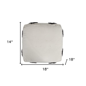 Homeroots 18" White 100% Cotton Ottoman  Cotton 517866