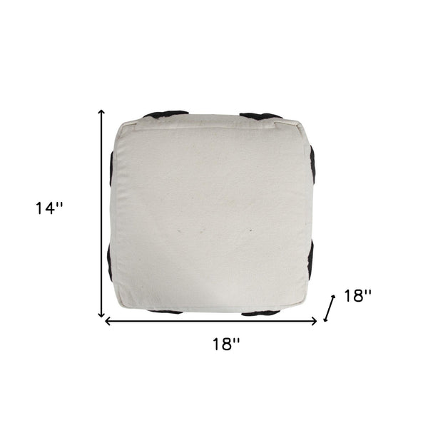 Homeroots 18" White 100% Cotton Ottoman  Cotton 517866