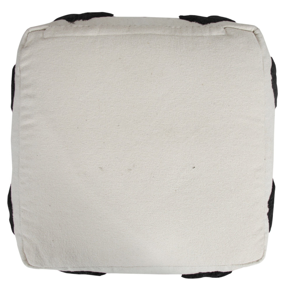 Homeroots 18" White 100% Cotton Ottoman  Cotton 517866