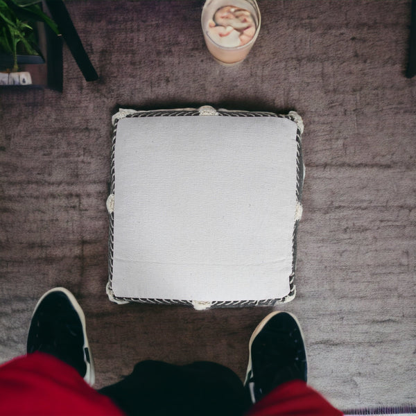 Homeroots 18" Black 100% Cotton Ottoman  Cotton 517867