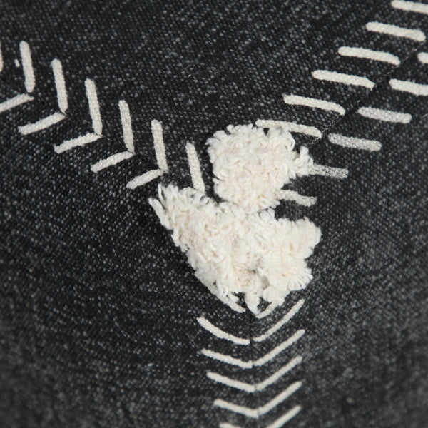 Homeroots 18" Black 100% Cotton Ottoman  Cotton 517867