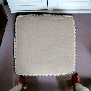 Homeroots 18" White 100% Cotton Ottoman  Cotton 517868