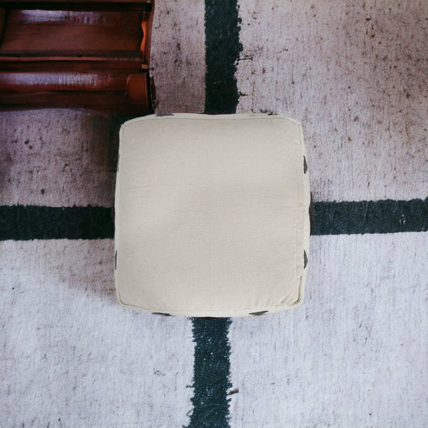 Homeroots 18" White 100% Cotton Ottoman  Cotton 517869