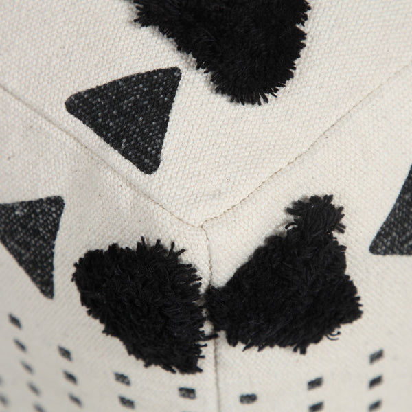 Homeroots 18" White 100% Cotton Ottoman  Cotton 517870