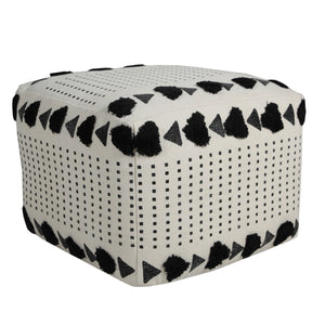 Homeroots 18" White 100% Cotton Ottoman  Cotton 517870