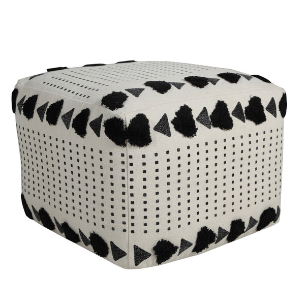 Homeroots 18" White 100% Cotton Ottoman  Cotton 517870