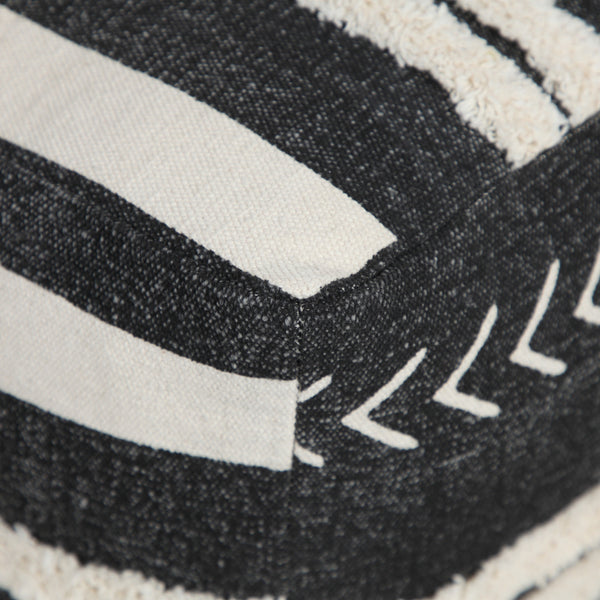 Homeroots 18" Black 100% Cotton Ottoman  Cotton 517871