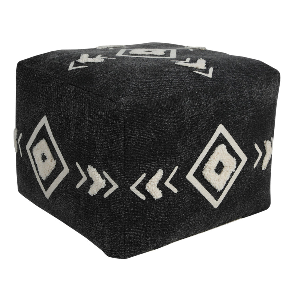 Homeroots 18" Black 100% Cotton Ottoman  Cotton 517872