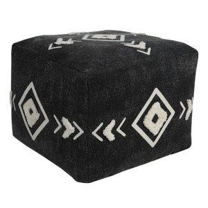 Homeroots 18" Black 100% Cotton Ottoman  Cotton 517872