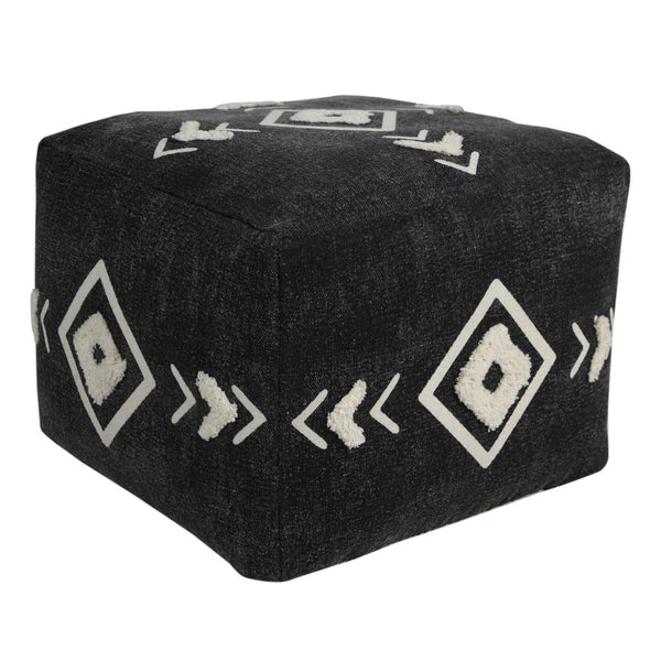 Homeroots 18" Black 100% Cotton Ottoman  Cotton 517872