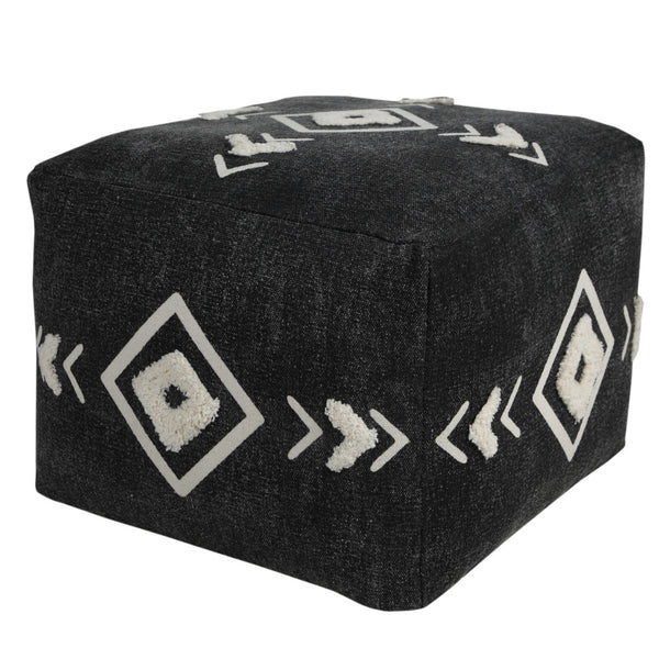 Homeroots 18" Black 100% Cotton Ottoman  Cotton 517872