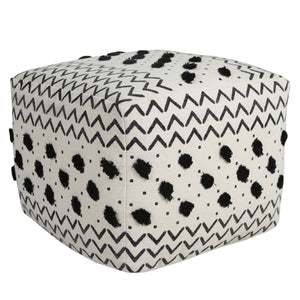 Homeroots 18" White 100% Cotton Ottoman  Cotton 517873
