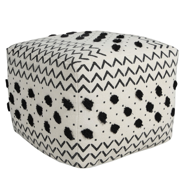 Homeroots 18" White 100% Cotton Ottoman  Cotton 517873