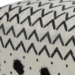 HomeRoots 18" Chic White Cotton Chevron Pouf Ottoman - Versatile Footrest, Extra Seat & Stylish Decor Accent 517873