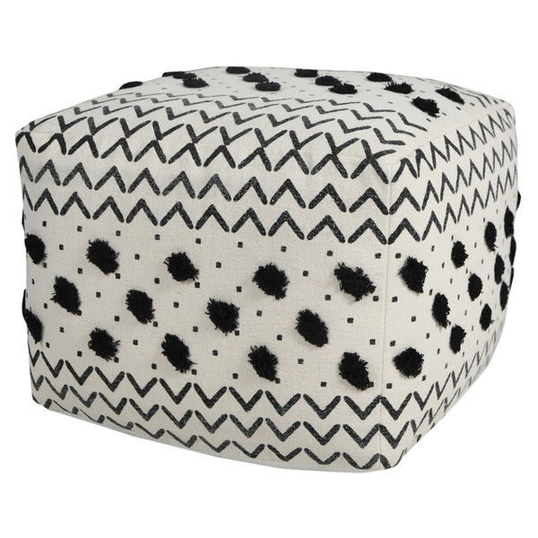 Homeroots 18" White 100% Cotton Ottoman  Cotton 517873