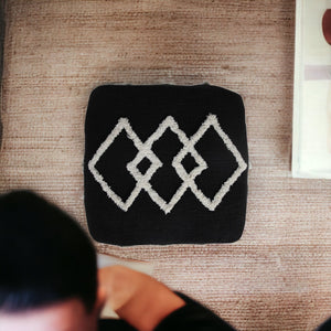 Homeroots 18" Black 100% Cotton Ottoman  Cotton 517874