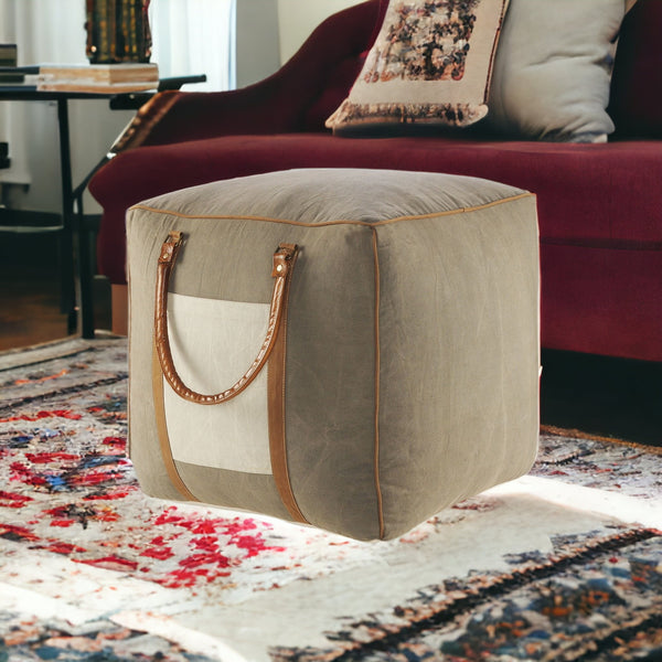 Homeroots 20" Gray Cotton Blend Ottoman  Cotton 517876