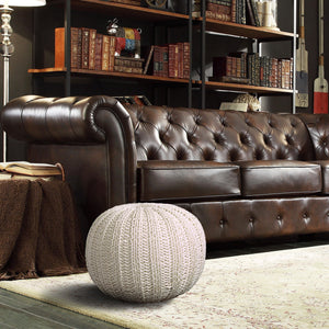 Homeroots 20" Beige 100% Cotton Ottoman Ivory Cotton 517880