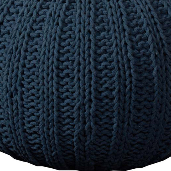 Homeroots 20" Blue 100% Cotton Ottoman Navy Cotton 517882