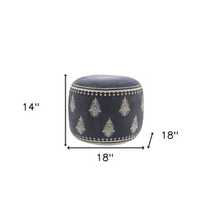 Homeroots 18" Blue 100% Cotton Ottoman  Cotton 517890