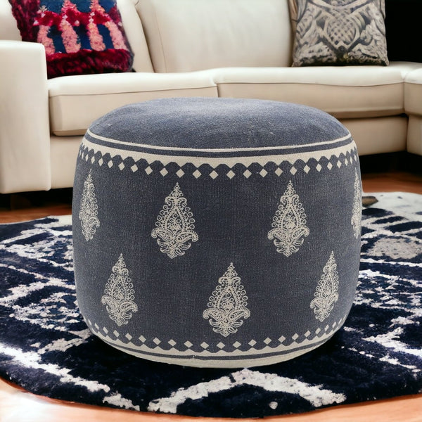 Homeroots 18" Blue 100% Cotton Ottoman  Cotton 517890