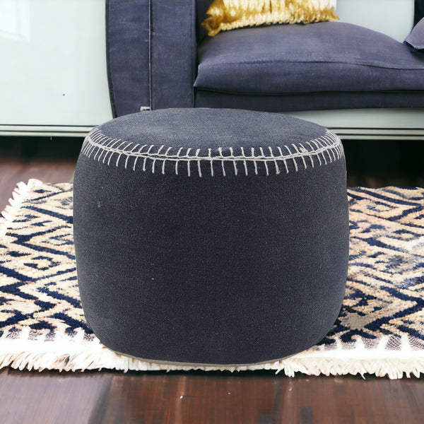 Homeroots 18" Blue 100% Cotton Ottoman  Cotton 517891