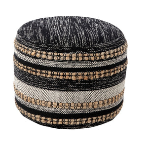 HomeRoots 18" Black Pouf - Versatile Cotton-Blend Ottoman, Stylish Footrest & Floor Seat for Modern Spaces 517892